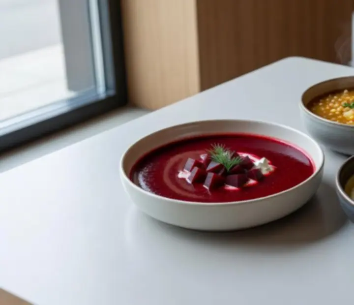 Współczesne polskie zupy serwowane w jasnej restauracji przy dużym oknie